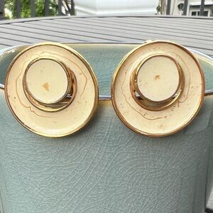 Crown Trifari Vintage Gold-Tone Enameled Swirl Circular Earrings